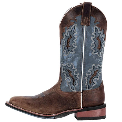 Laredo Women's Brown And Denim Blue Square Toe Boots 4 Laredo Women's Brown And Denim Blue Square Toe Boots - Image 2