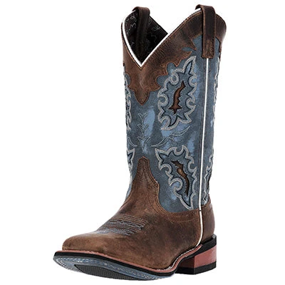 Laredo Women's Brown And Denim Blue Square Toe Boots 3 Laredo Women's Brown And Denim Blue Square Toe Boots