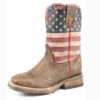 Roper Kid's Brown Distressed Flag Square Toe Boot -Western Cowboy Equipment 0901870011368