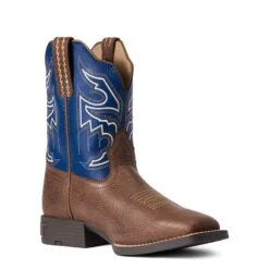 Ariat Kid's Chocolate And Navy Sorting Pen Boots -Western Cowboy Equipment 10038333 medial