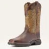 Ariat Clay And Brown Floral Square Toe Boots 1 Ariat Clay And Brown Floral Square Toe Boots -Western Cowboy Equipment 10042421 3 4 front warm 1
