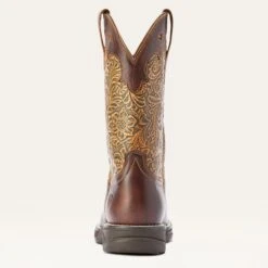 Ariat Clay And Brown Floral Square Toe Boots -Western Cowboy Equipment 10042421 heel warm 1