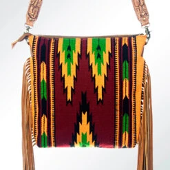 American Darling Cranberry Aztec Blanket Fringe Purse -Western Cowboy Equipment 117528 X