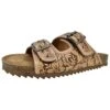 Tan Tooled 2 Strap Sandals