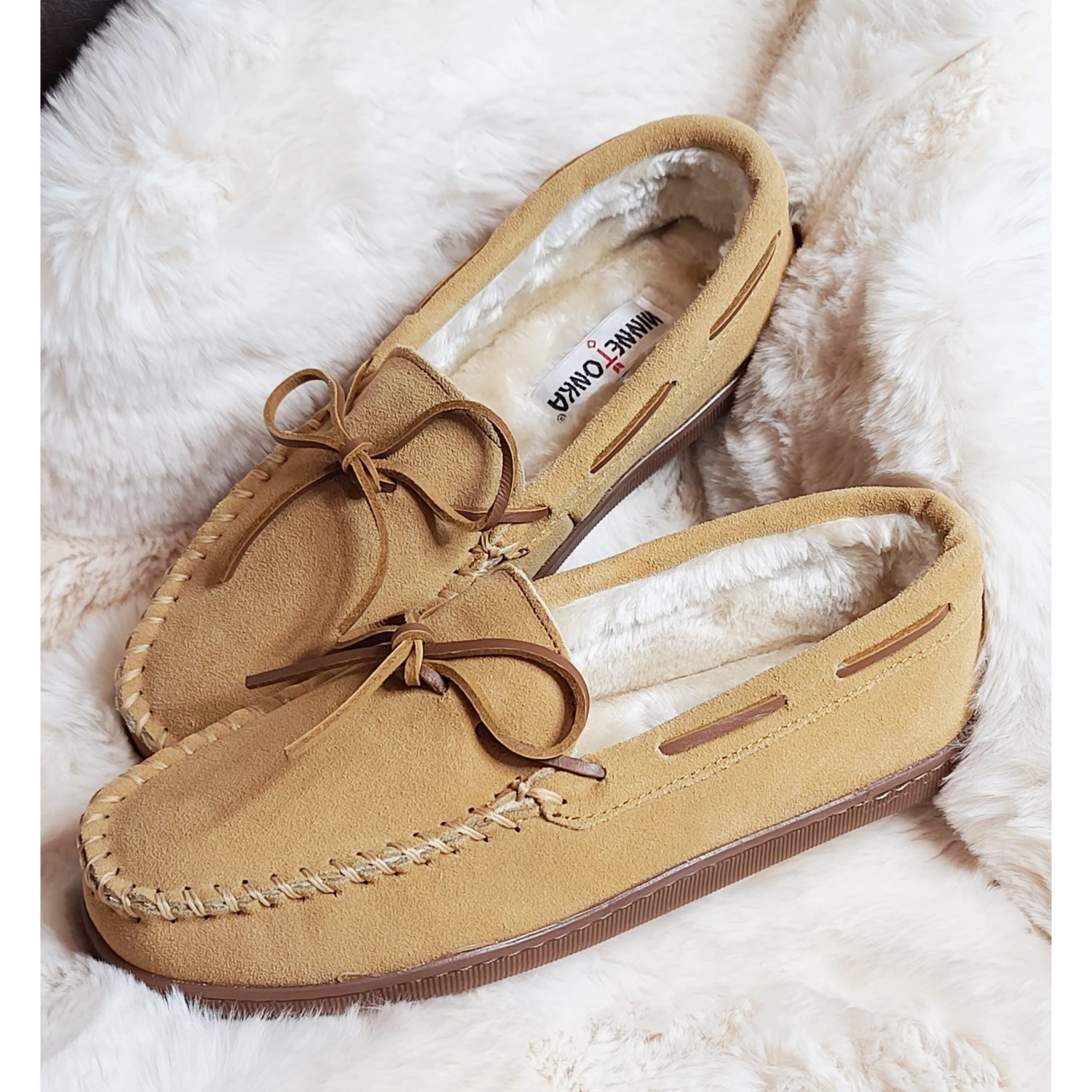 Minnetonka Tan Men's Slippers 4 Minnetonka Tan Men's Slippers - Image 2