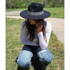Women's Black Fedora W/ Aztec Band -Western Cowboy Equipment 20220413 134057