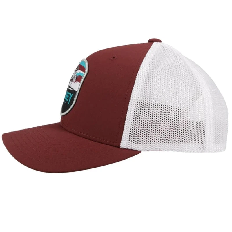 Hooey YOUTH Maroon/White Cheyenne Cap-Turqoise Cheyenne Patch 4 Hooey YOUTH Maroon/White Cheyenne Cap-Turqoise Cheyenne Patch - Image 2