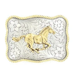 Gold And Silver Running Horse Buckle