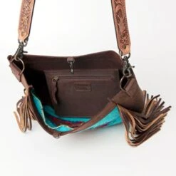 American Darling Chocolate Brown & Turq Fringe Bag -Western Cowboy Equipment 4