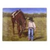 Little Cowgirl With Horse Glass Cutting Board -Western Cowboy Equipment 40154