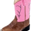 Toddler Brown Pink Top Square Toe Boots -Western Cowboy Equipment 51GJh VROhL. AC UY500