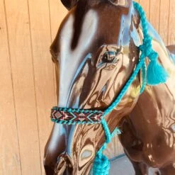 Turquoise Southwest Beaded Mule Tape Halter -Western Cowboy Equipment 722765a