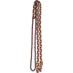 Mustang Hunter, Tan And Burgundy Flat Braided Trail Reins