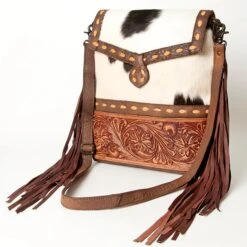 American Darling Conceal Carry Hide & Tooled Fringe Cross Body -Western Cowboy Equipment ADBGZ465B