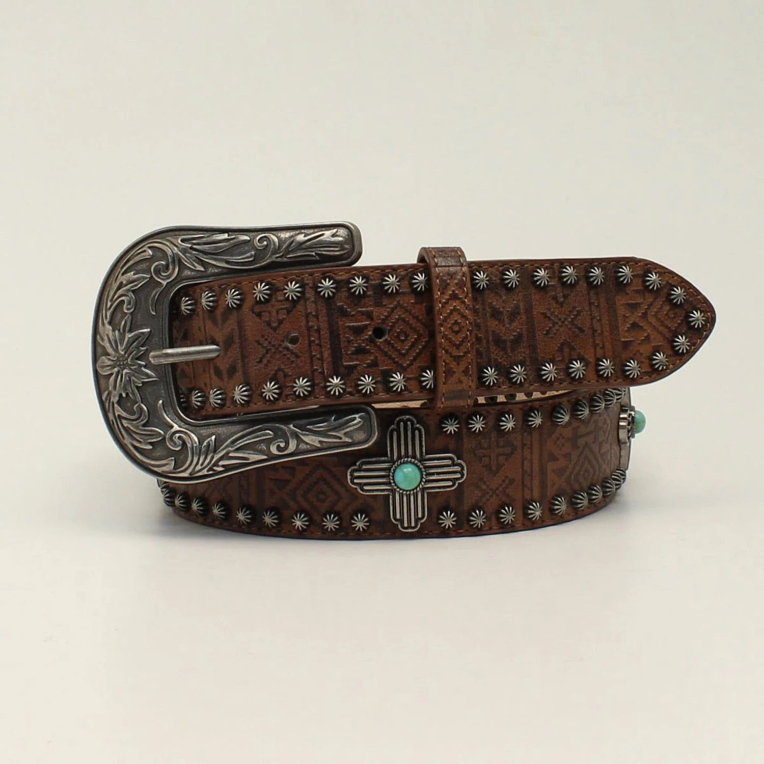 Aztec Print Brown Cross Ladies Belt