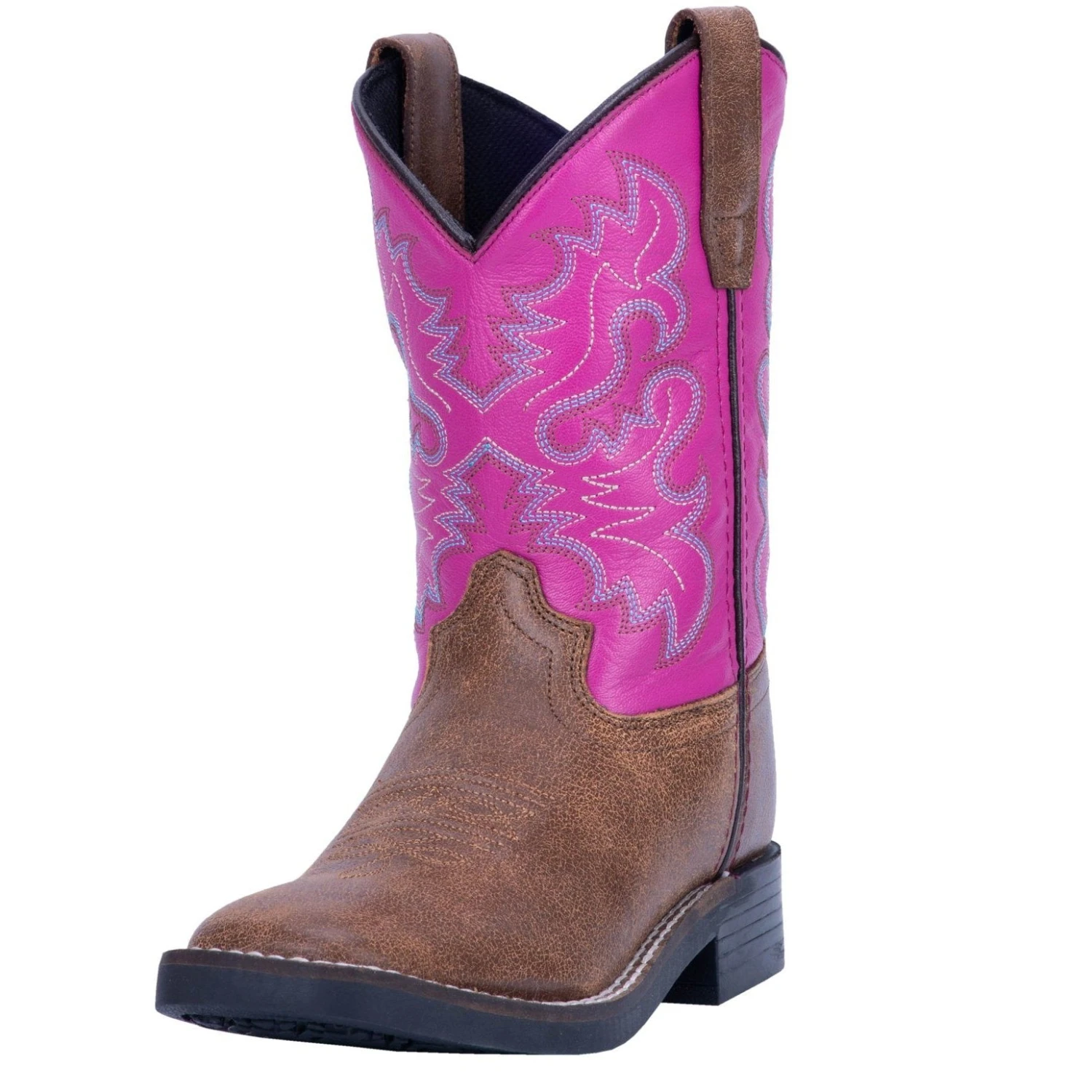 Dan Post Distressed Brown With Pink Square Toe 3 Dan Post Distressed Brown With Pink Square Toe