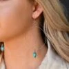 Silver Wire Hoop With Turquoise Charm Earrings -Western Cowboy Equipment E783b