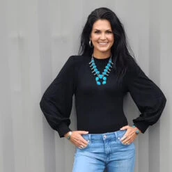 Puff Sleeve Body Suit - Available In Black, Off White, & Wine -Western Cowboy Equipment GT3048