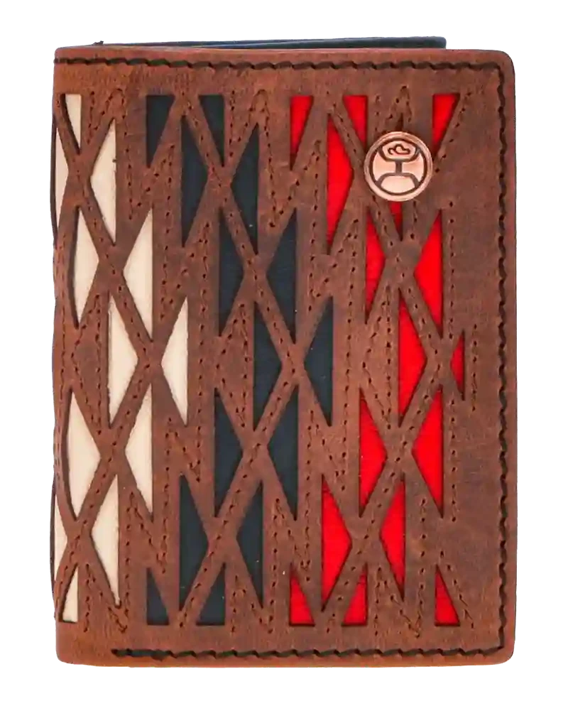 Hooey Aztec Cut Overlay Trifold Wallet-Ivory,Black,Red 3 Hooey Aztec Cut Overlay Trifold Wallet-Ivory,Black,Red