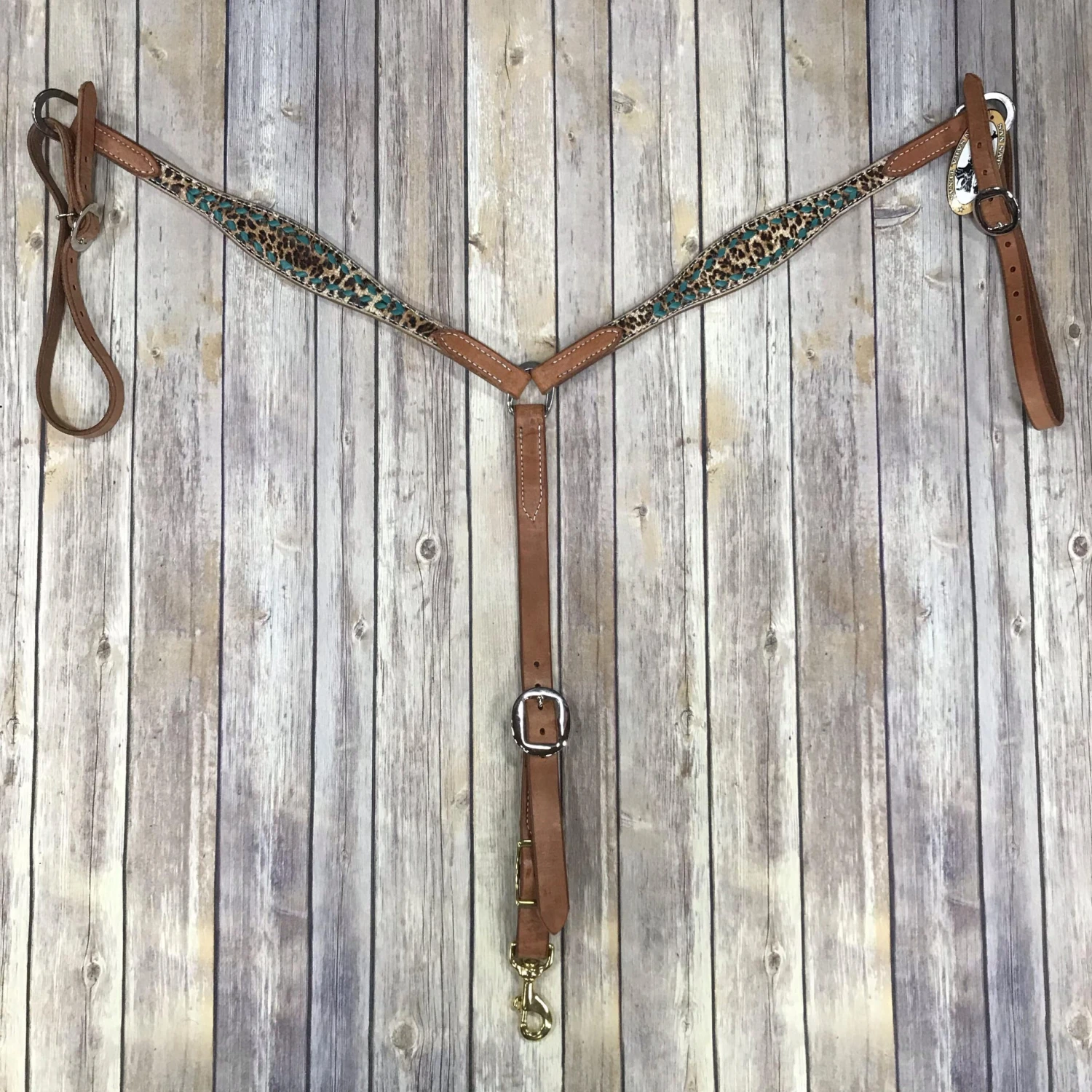 San Saba Cheetah And Turquoise Breast Collar 3 San Saba Cheetah And Turquoise Breast Collar