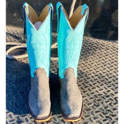 Fenoglio Grey Cape Buffalo W/ Turquoise Shaft Boots -Western Cowboy Equipment IMG 0094copy