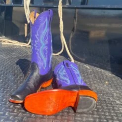 Fenoglio Black & Purple Smooth Ostrich Boots -Western Cowboy Equipment IMG 5368