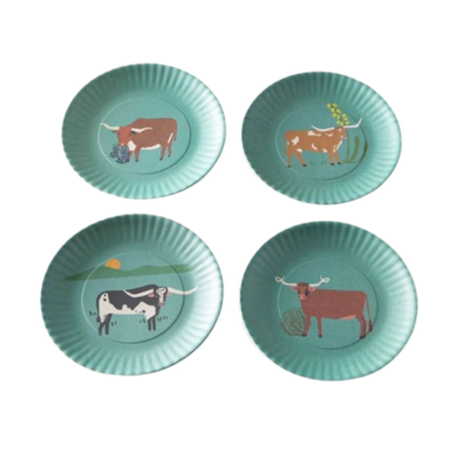 Southwest Longhorn 7.5" Plate Set 3 Southwest Longhorn 7.5" Plate Set