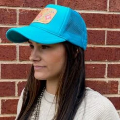 McIntire Saddlery Turquoise Spring Fiesta Foam Cap -Western Cowboy Equipment IMG 5608 a863cb13 0dfb 407b b28e 13c79f501072