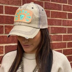 McIntire Saddlery Khaki Distressed Squash Patch Cap -Western Cowboy Equipment IMG 5654