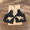 TNR Handmade Black Leather Cut Out Earrings -Western Cowboy Equipment Lse32bk
