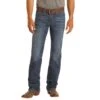 Rock & Roll Regular Fit Straight Leg Dark Wash Stretch Jeans -Western Cowboy Equipment M1P2776 1