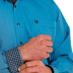 Cinch Men's Turquoise Striped Long Sleeve Shirt 7 Cinch Men's Turquoise Striped Long Sleeve Shirt -Western Cowboy Equipment MTW1105564 3