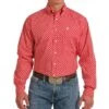 Cinch Men's Red Geometric Print Long Sleeve -Western Cowboy Equipment MTW1105571