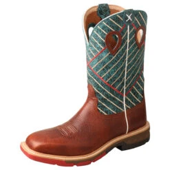 Twisted X Cognac Green Top Alloy Work Boot-Square Toe