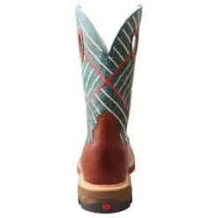 Twisted X Cognac Green Top Alloy Work Boot-Square Toe -Western Cowboy Equipment MXBA004.06