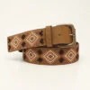 Nocona Brown Diamond Embroidered Belt -Western Cowboy Equipment Nocona 1 12 Diamond Embroidered Medium Brown prd 78073 s n3200017441