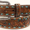 Nocona Men's Floral Pierced Turquoise Underlay Belt -Western Cowboy Equipment Nocona Pierced Tooled Belt prod 61726 l N2415433