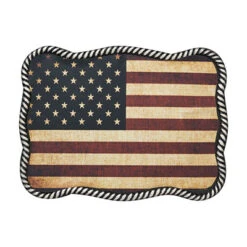 Nocona Rectangular Rope Edge USA Flag Buckle
