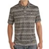 Panhandle Slim Men's Black Aztec Short Sleeve Polo -Western Cowboy Equipment PPMT51R0W5
