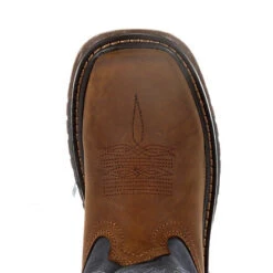 Rocky Boots Rocky Little Kid's Brown And Blue Square Toe Boot -Western Cowboy Equipment RKW0255C birdseye