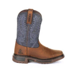 Rocky Boots Rocky Little Kid's Brown And Blue Square Toe Boot -Western Cowboy Equipment RKW0255C profile