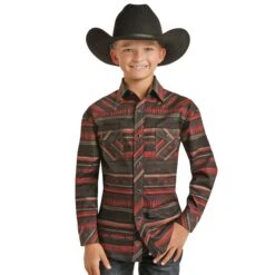 Boy's Rock & Roll Cowboy Aztec Snap Western Snap Shirt