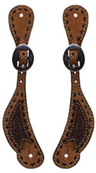 Ladies Chocolate Buckstitched Spur Straps