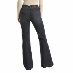 Rock & Roll Cowgirl Jr. Fit High Rise Dark Wash Trouser -Western Cowboy Equipment W8H2687 B