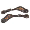Dark Beaded Inlay Spur Straps With Copper Spots -Western Cowboy Equipment X0717 1001 400px