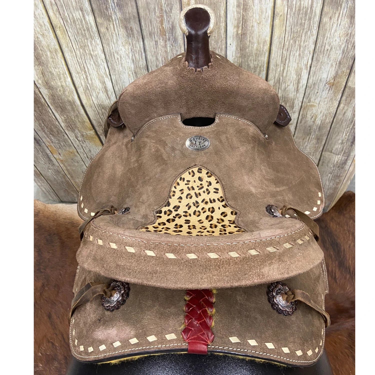 Double T 13 Inch Cheetah Roughout Saddle 4 Double T 13 Inch Cheetah Roughout Saddle - Image 2