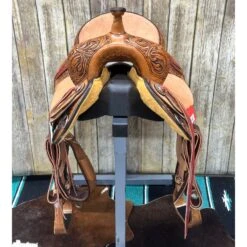 Paul Taylor 15 Inch Floral Barrel Saddle -Western Cowboy Equipment barrelfront 2038d3f2 1ec4 43cb bc55 cf0a7013dd9a