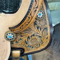 HR Saddlery 14 Inch Sunflower Barrel Saddle -Western Cowboy Equipment bwtooling