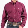 Cinch Burgundy Solid Long Sleeve Shirt -Western Cowboy Equipment mtw1104239 1675 detail