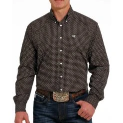 Cinch Men's Brown Geometric Shirt